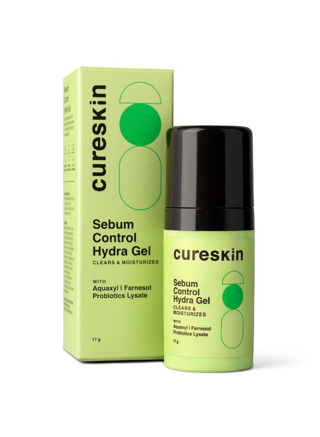 Cureskin Sebum Control Hydra Gel: Hydration & Shine Control for Oily Skin with Aquaxyl, Farnesol, Probiotics Lysate (17 g) - Image 1